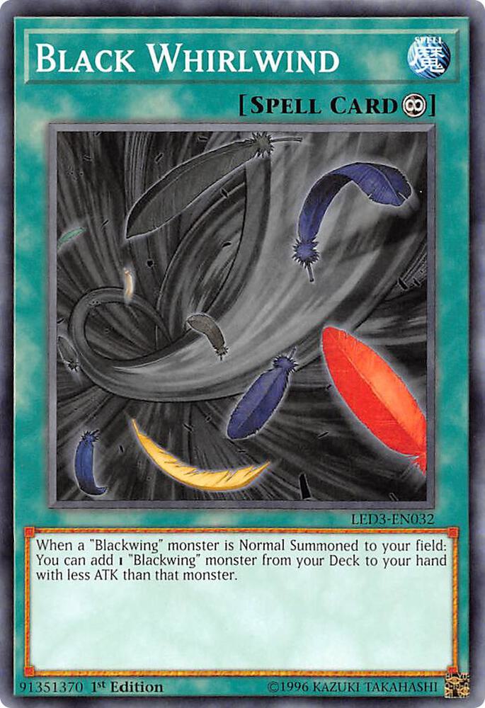 Black Whirlwind LED3-EN032 card from Legendary Duelists: White Dragon Abyss