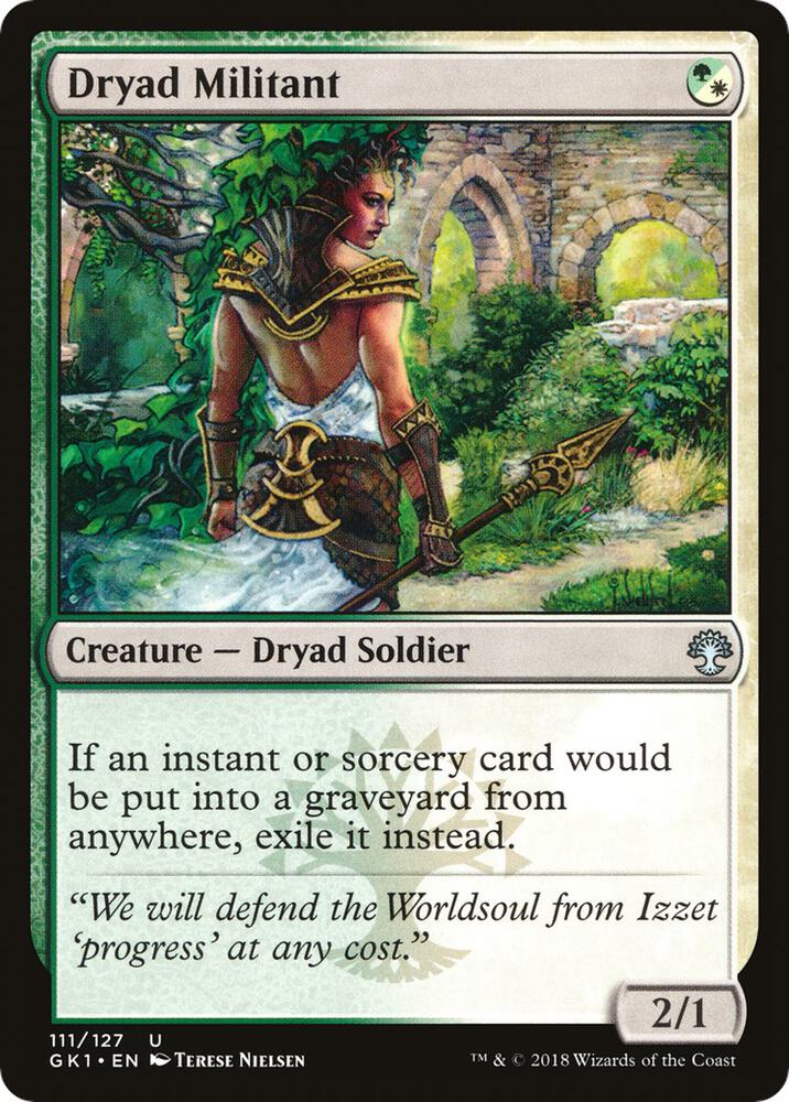 Dryad Militant 111 card from Guilds of Ravnica: Guild Kits