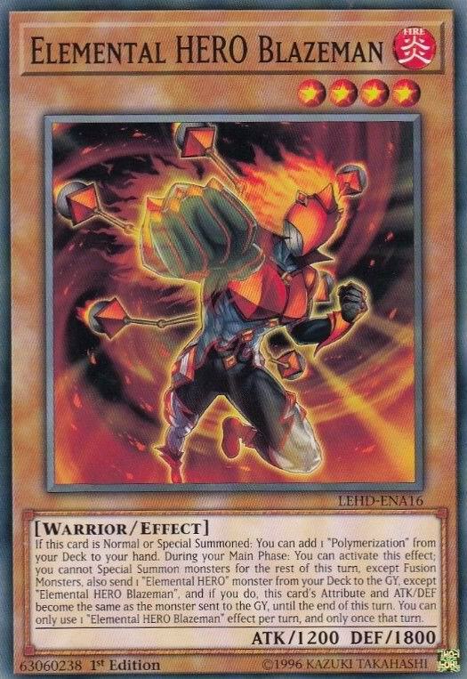 Elemental HERO Blazeman LEHD-ENA16 card from Legendary Hero Decks