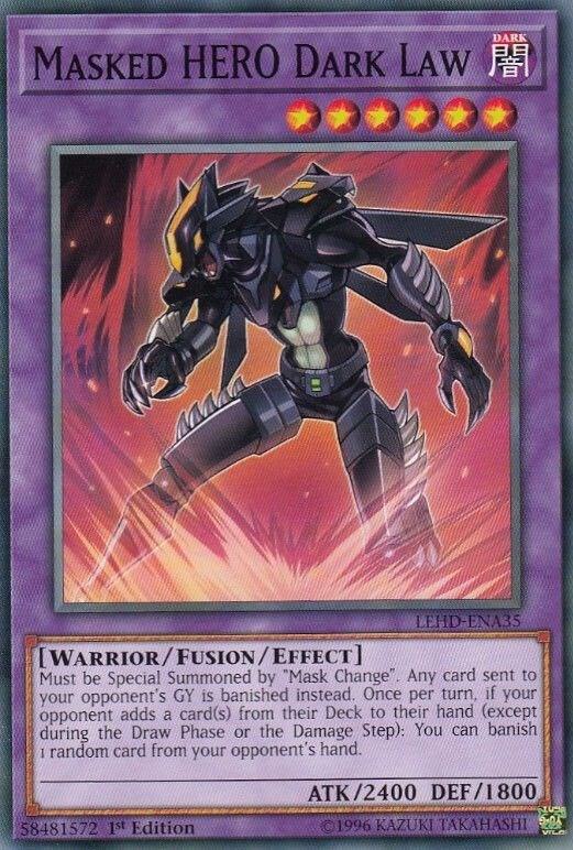 Masked HERO Dark Law LEHD-ENA35 card from Legendary Hero Decks
