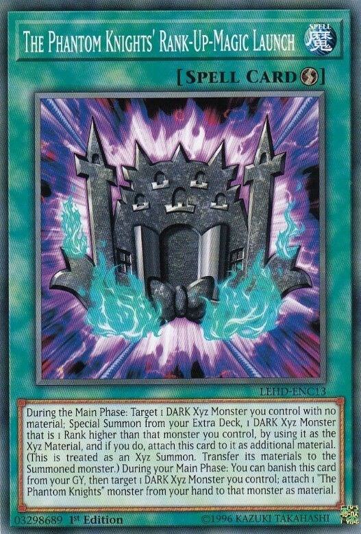 The Phantom Knights' Rank-Up-Magic Launch LEHD-ENC13 card from Legendary Hero Decks