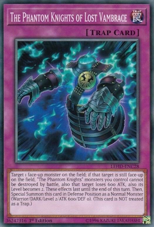 The Phantom Knights of Lost Vambrace LEHD-ENC28 card from Legendary Hero Decks