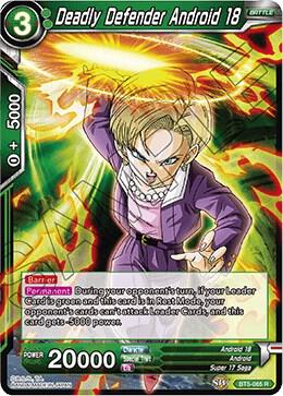 Deadly Defender Android 18 BT5-065 card from Miraculous Revival