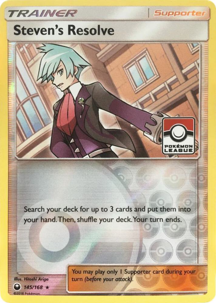 Steven's Resolve (Pokemon League) 145/168 card from League & Championship Cards