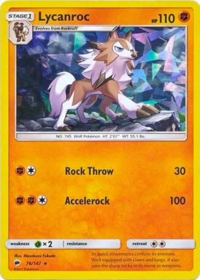 Lycanroc - 76/147 (Cracked Ice Holo) 076/147 card from Deck Exclusives