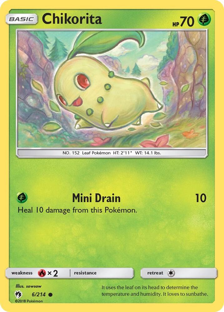 Chikorita (6) 6/214 card from SM - Lost Thunder