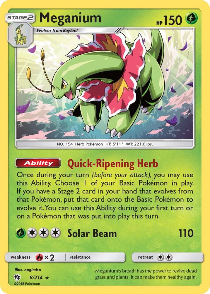 Meganium 8/214 card from SM - Lost Thunder