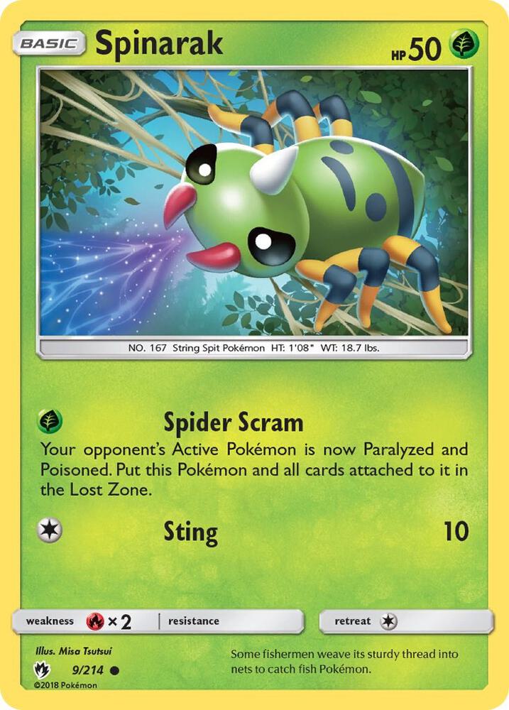 Spinarak 9/214 card from SM - Lost Thunder