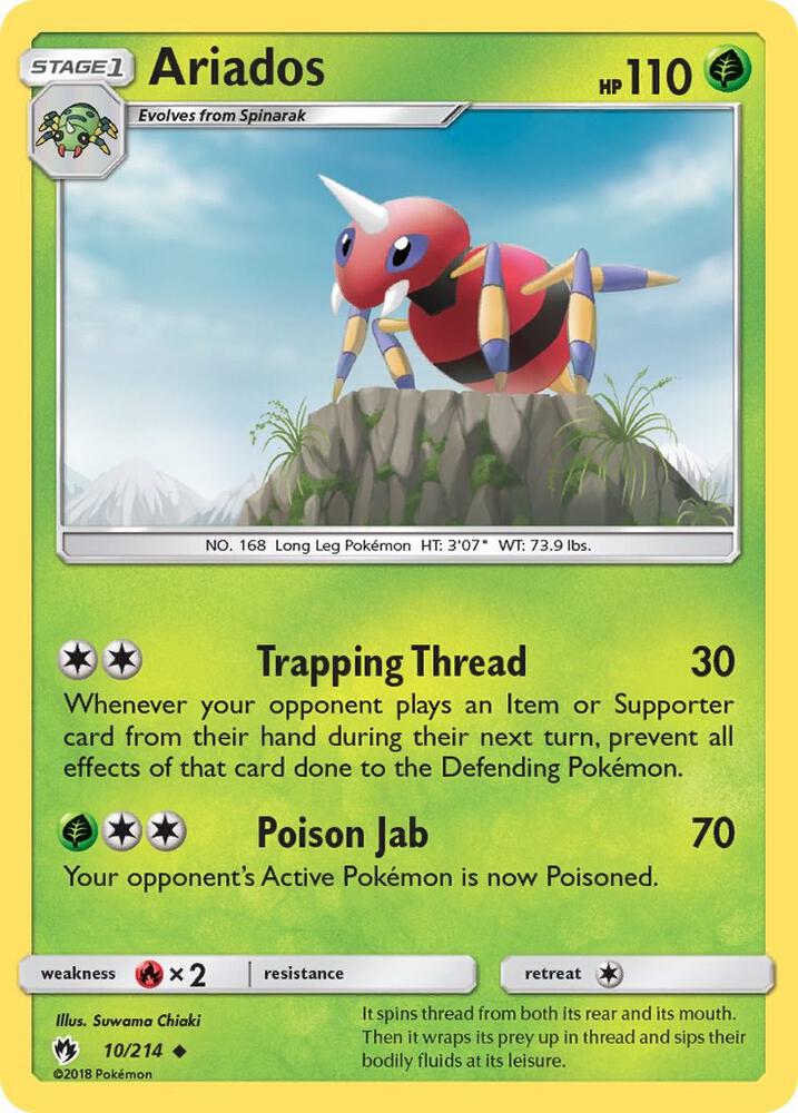 Ariados 10/214 card from SM - Lost Thunder