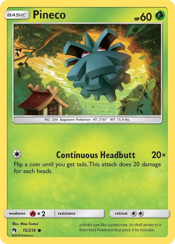 Pineco 15/214 card from SM - Lost Thunder