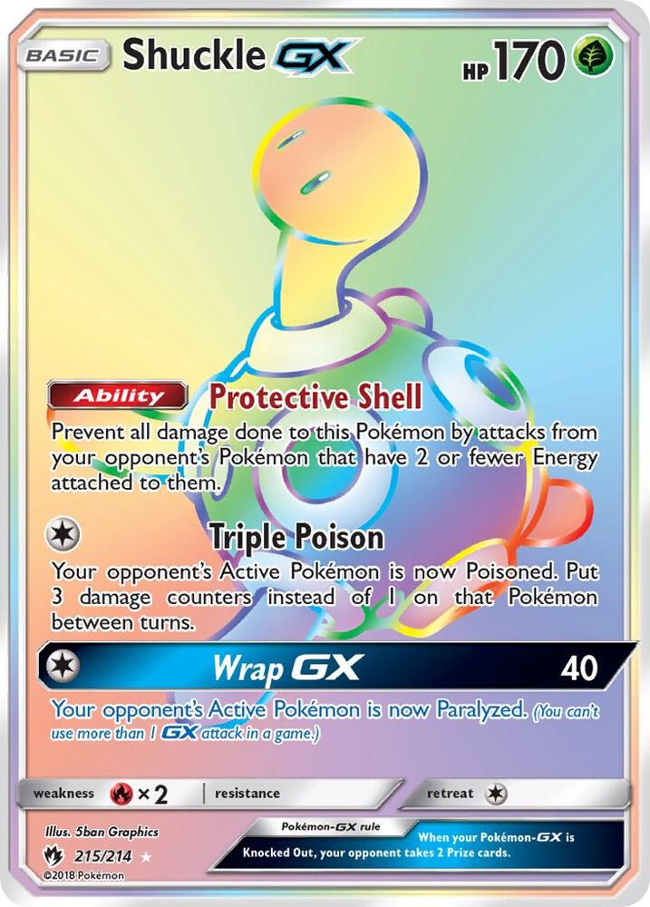 Shuckle GX (Secret) 215/214 card from SM - Lost Thunder