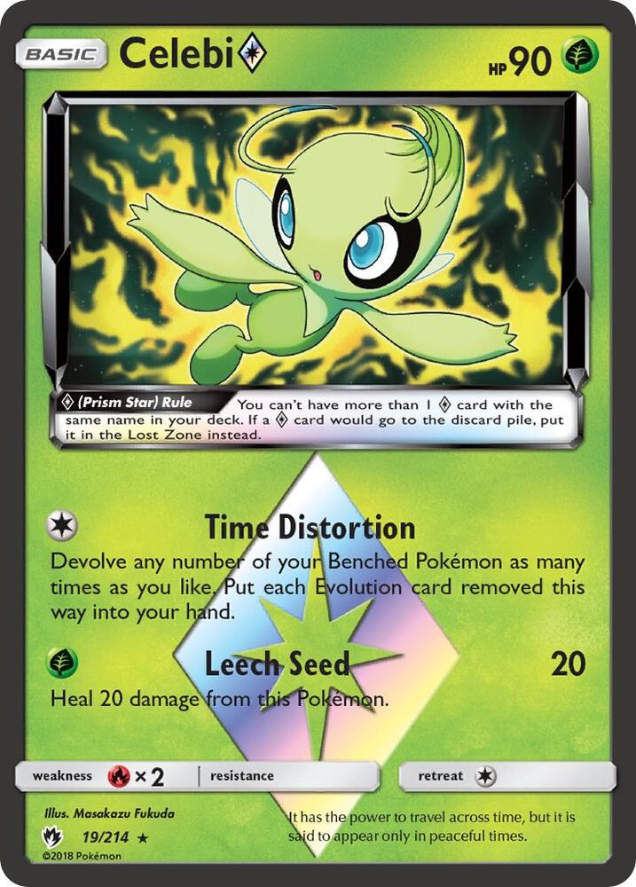 Celebi Prism Star 19/214 card from SM - Lost Thunder