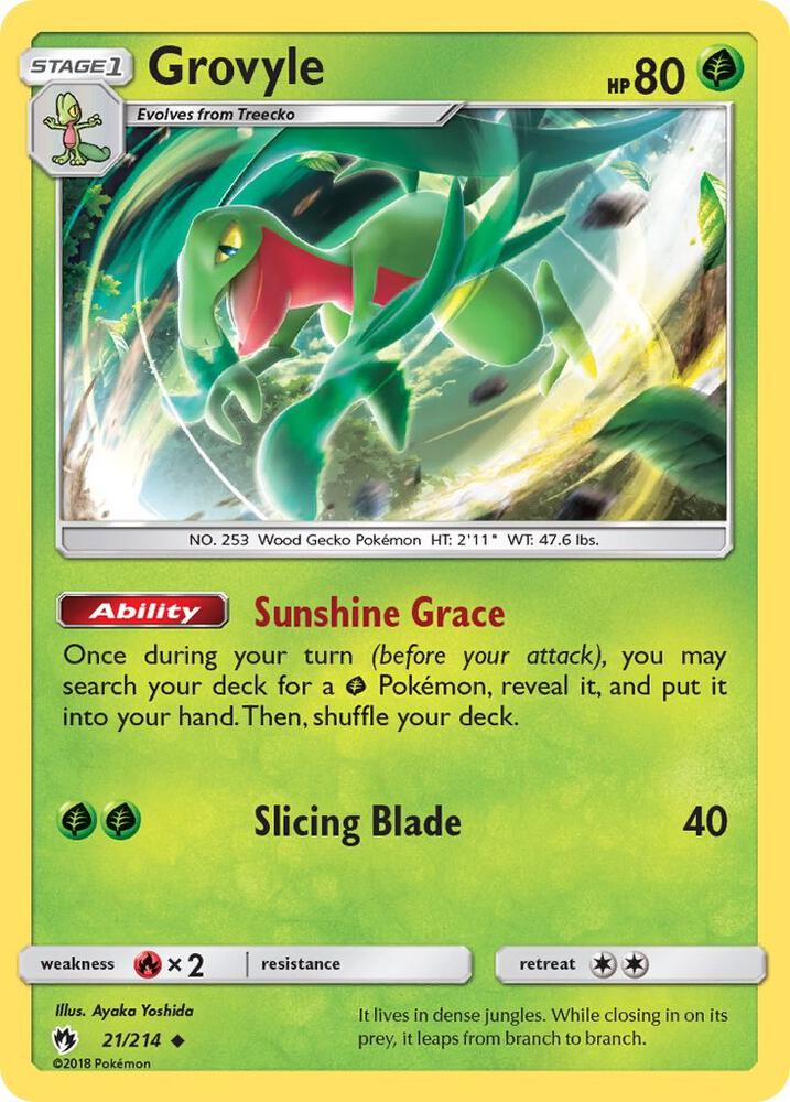 Grovyle 21/214 card from SM - Lost Thunder