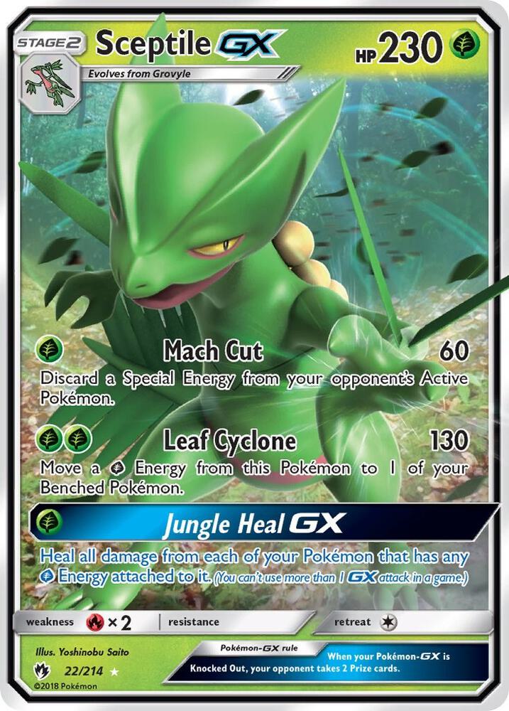 Sceptile GX 22/214 card from SM - Lost Thunder