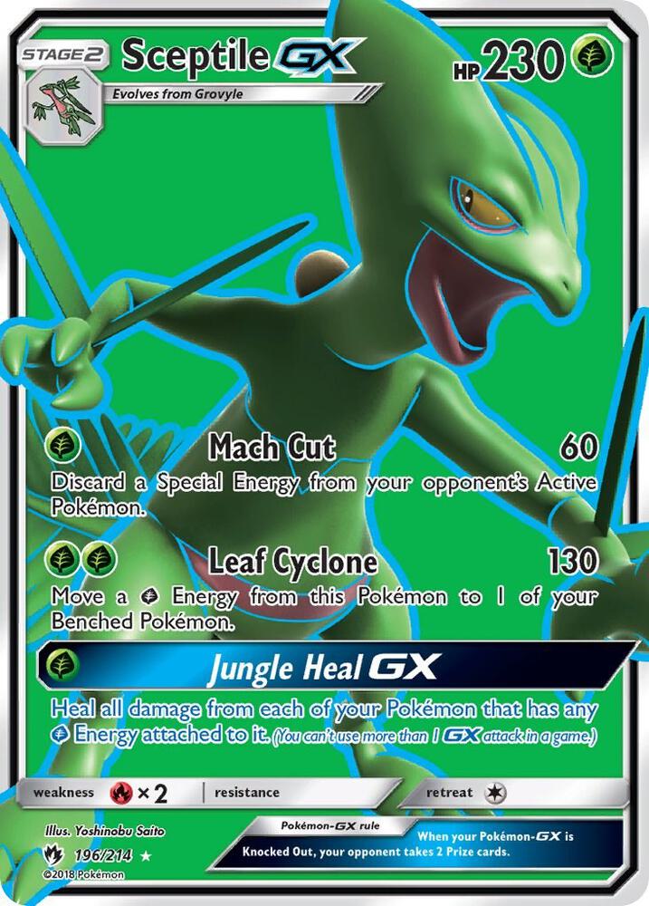Sceptile GX (Full Art) 196/214 card from SM - Lost Thunder