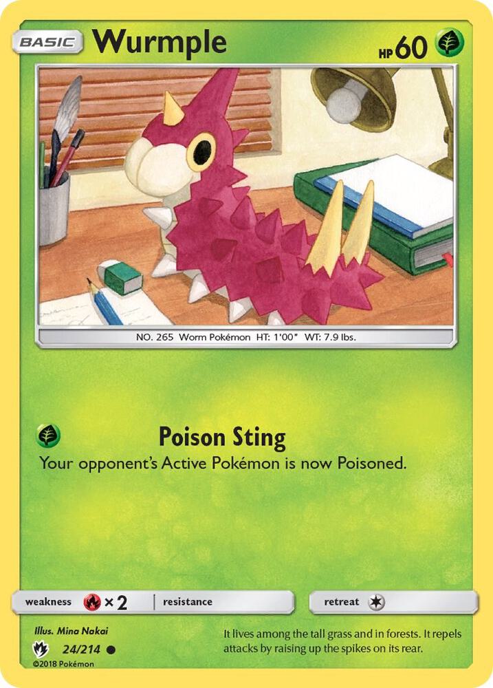 Wurmple (24) 24/214 card from SM - Lost Thunder