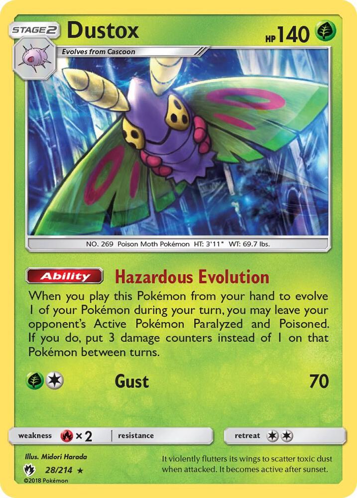 Dustox 28/214 card from SM - Lost Thunder