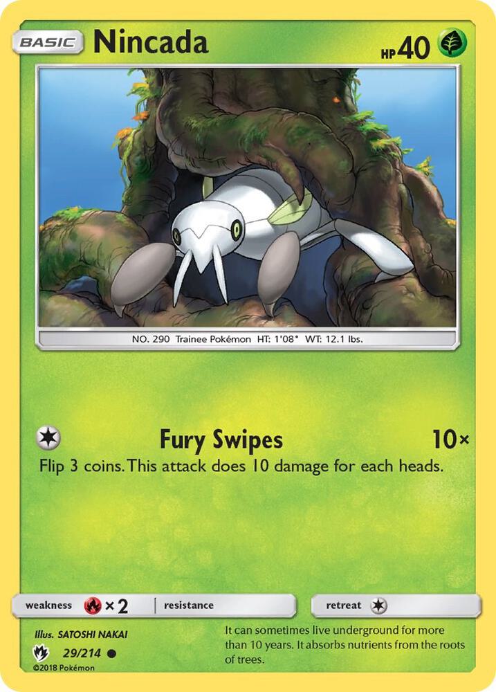 Nincada 29/214 card from SM - Lost Thunder