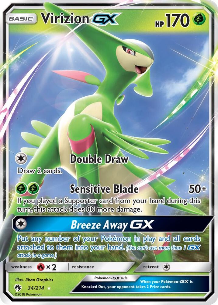 Virizion GX 34/214 card from SM - Lost Thunder