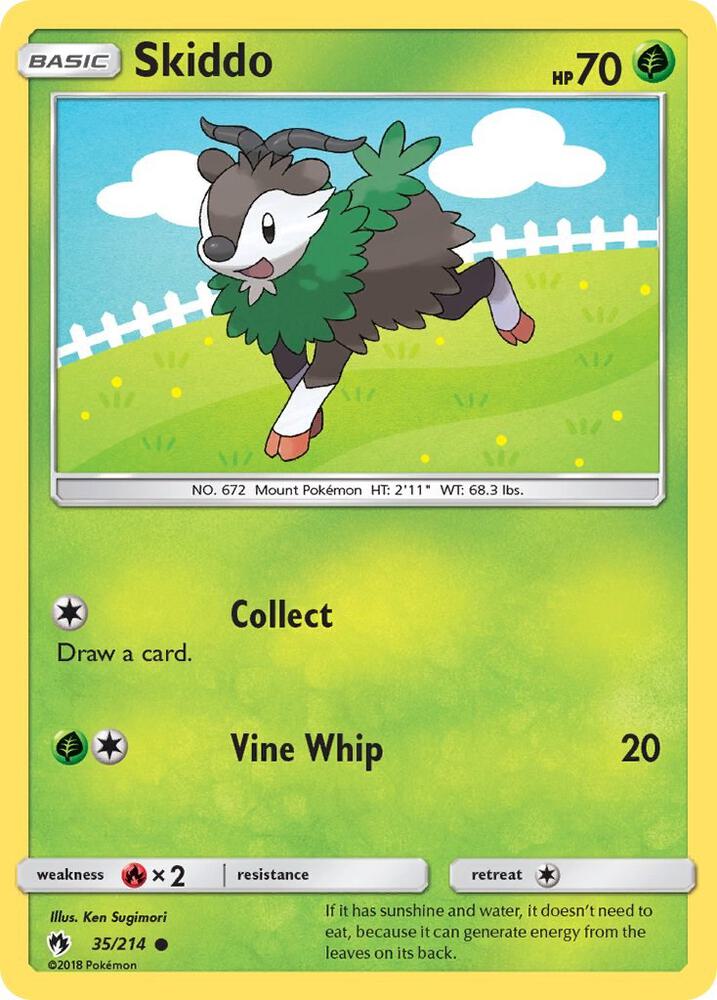 Skiddo 35/214 card from SM - Lost Thunder
