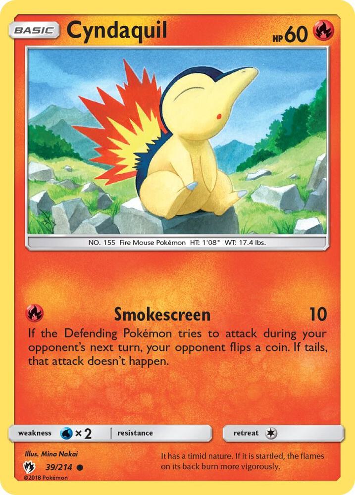 Cyndaquil (39) 39/214 card from SM - Lost Thunder