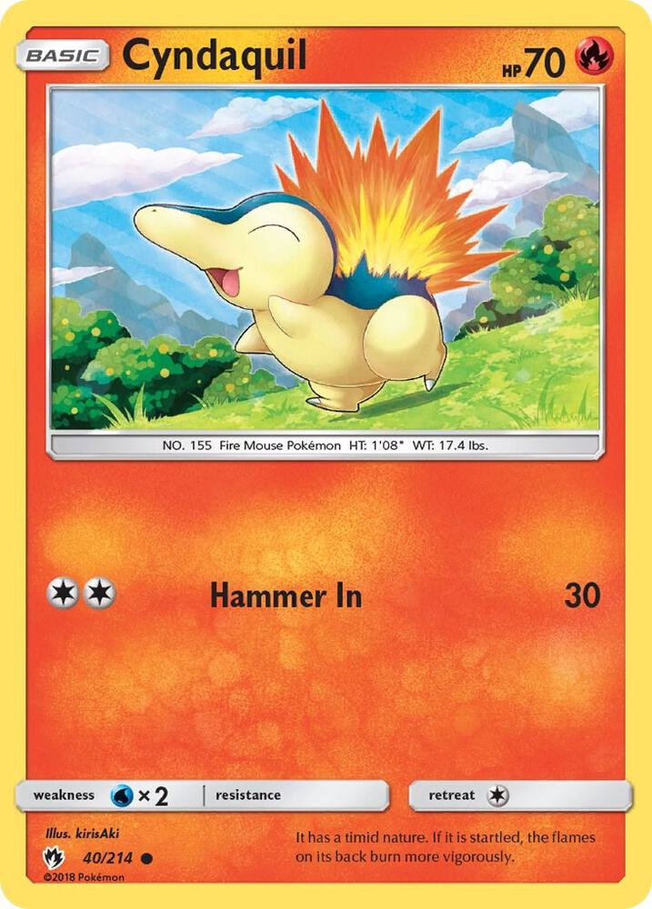 Cyndaquil (40) 40/214 card from SM - Lost Thunder