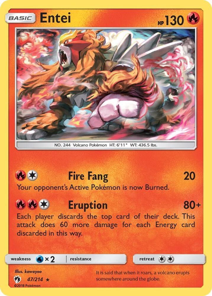 Entei 47/214 card from SM - Lost Thunder