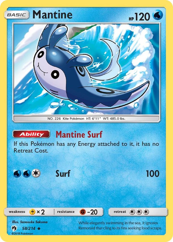 Mantine 58/214 card from SM - Lost Thunder