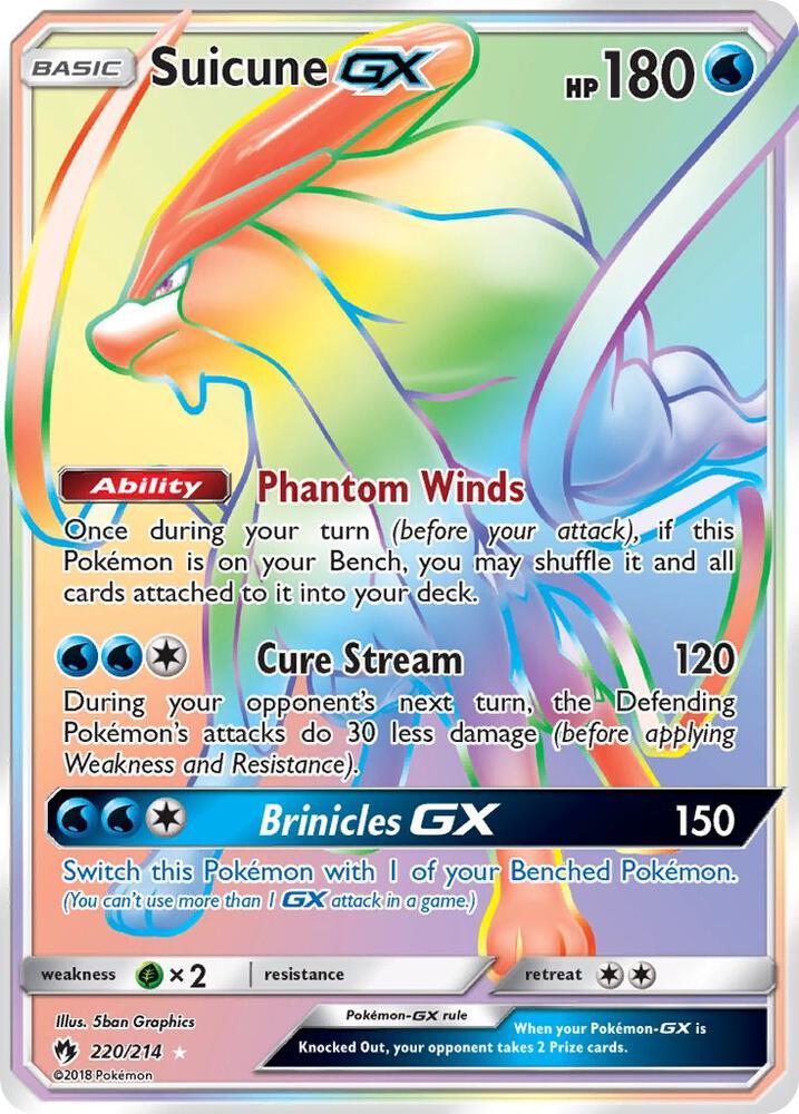 Suicune GX (Secret) 220/214 card from SM - Lost Thunder