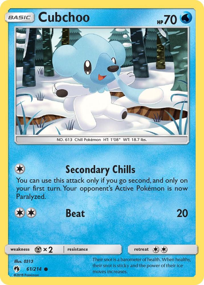 Cubchoo 61/214 card from SM - Lost Thunder