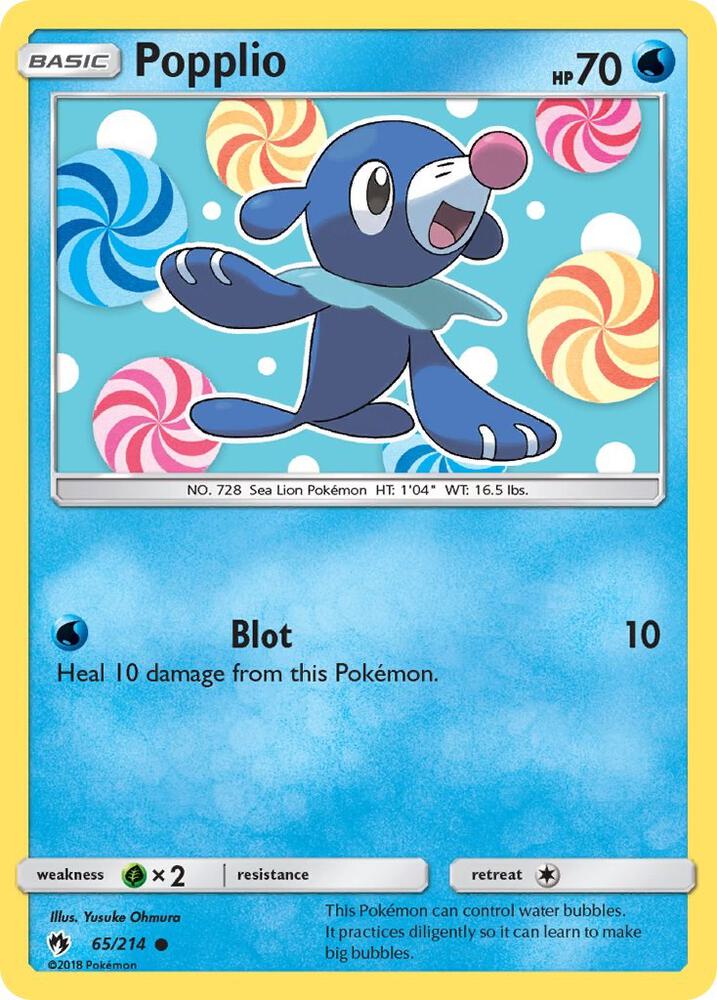 Popplio (65) 65/214 card from SM - Lost Thunder