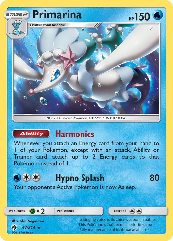 Primarina 67/214 card from SM - Lost Thunder