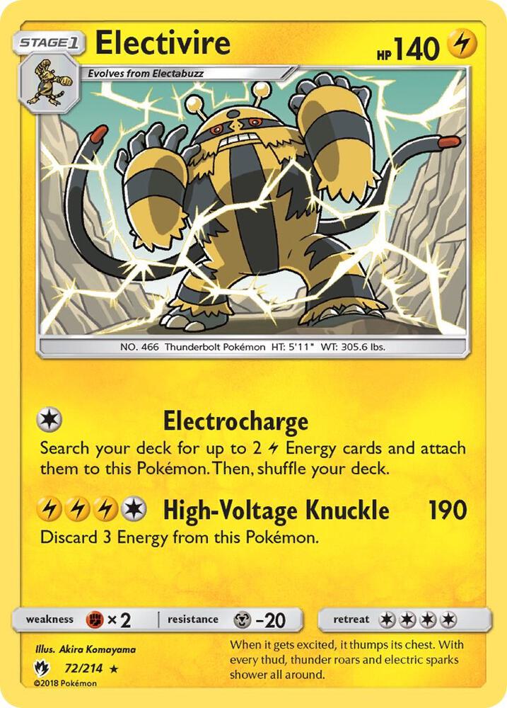 Electivire 72/214 card from SM - Lost Thunder