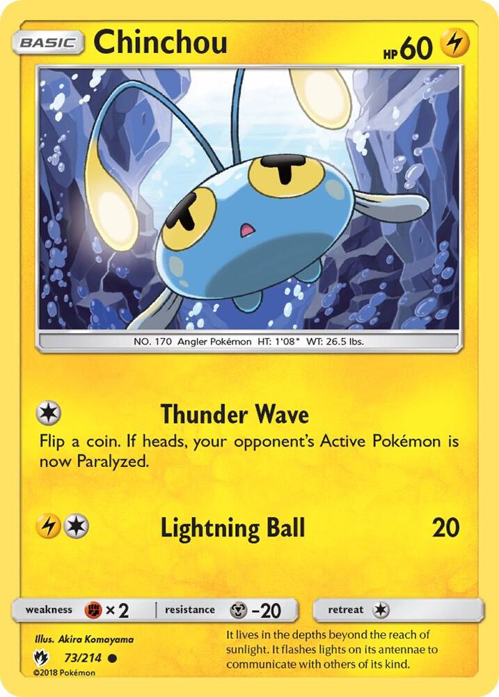 Chinchou 73/214 card from SM - Lost Thunder