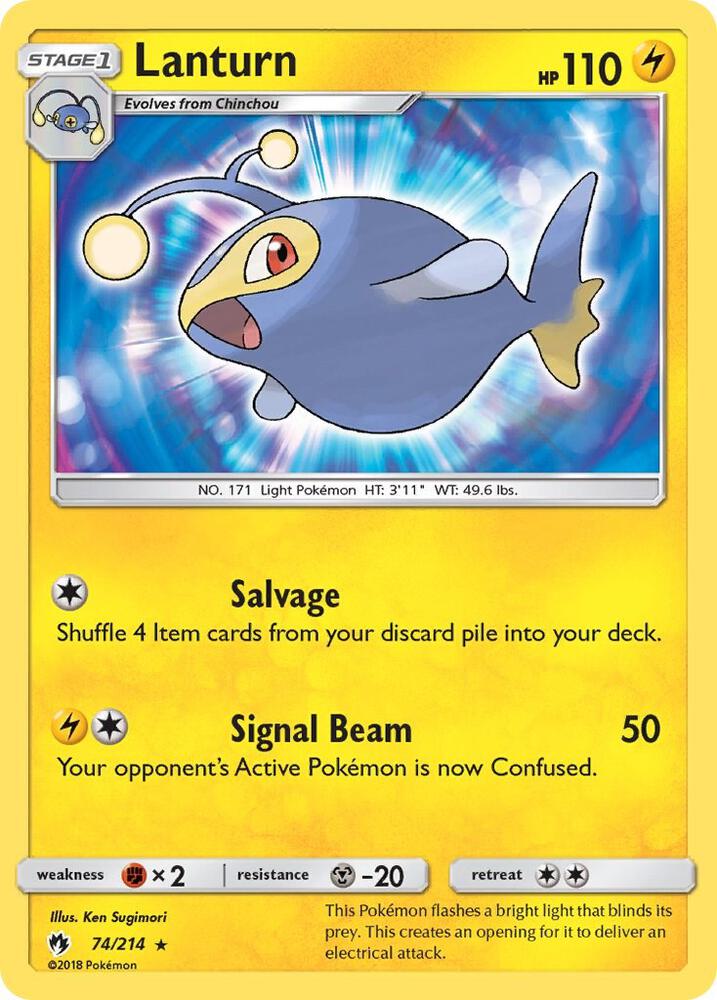 Lanturn 74/214 card from SM - Lost Thunder