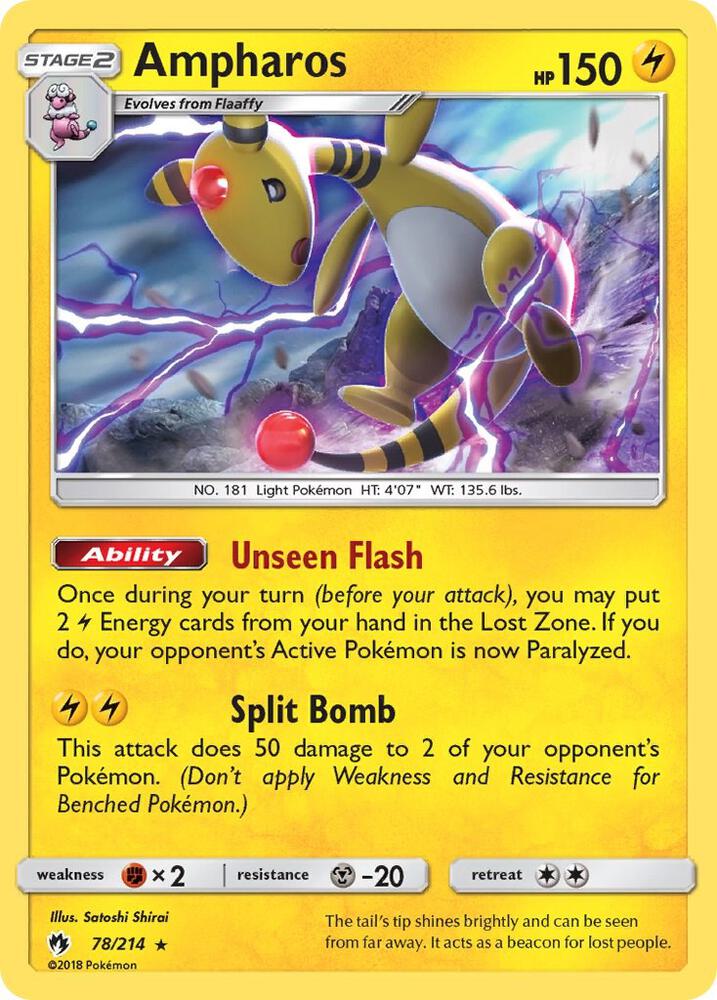Ampharos 78/214 card from SM - Lost Thunder