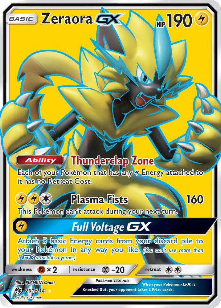 Zeraora GX (Full Art) 201/214 card from SM - Lost Thunder