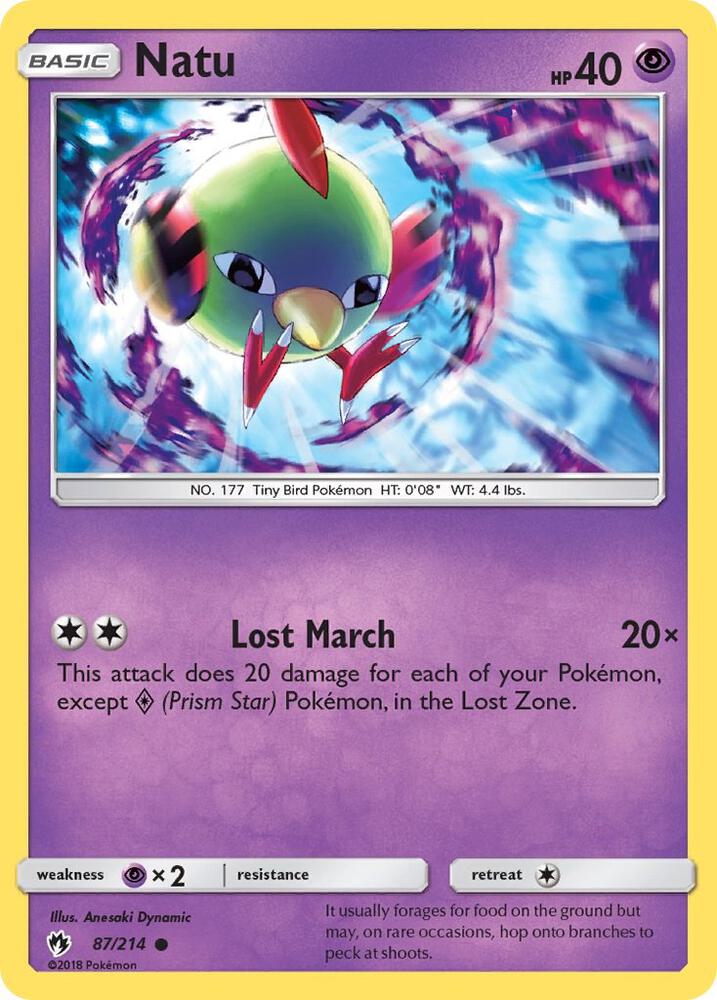 Natu 87/214 card from SM - Lost Thunder