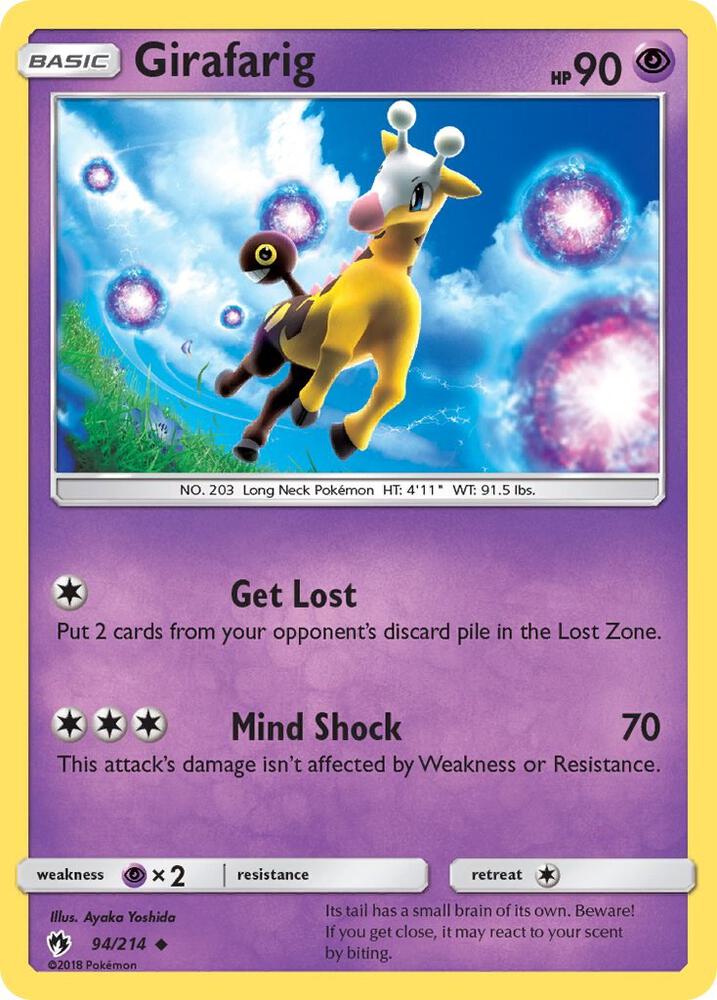 Girafarig 94/214 card from SM - Lost Thunder