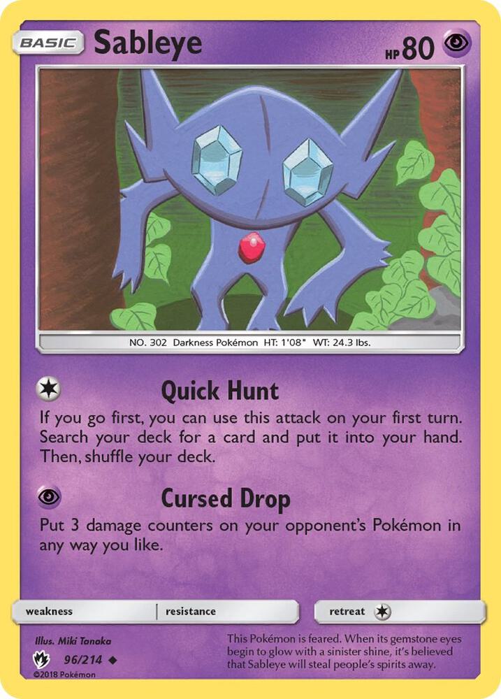 Sableye 96/214 card from SM - Lost Thunder