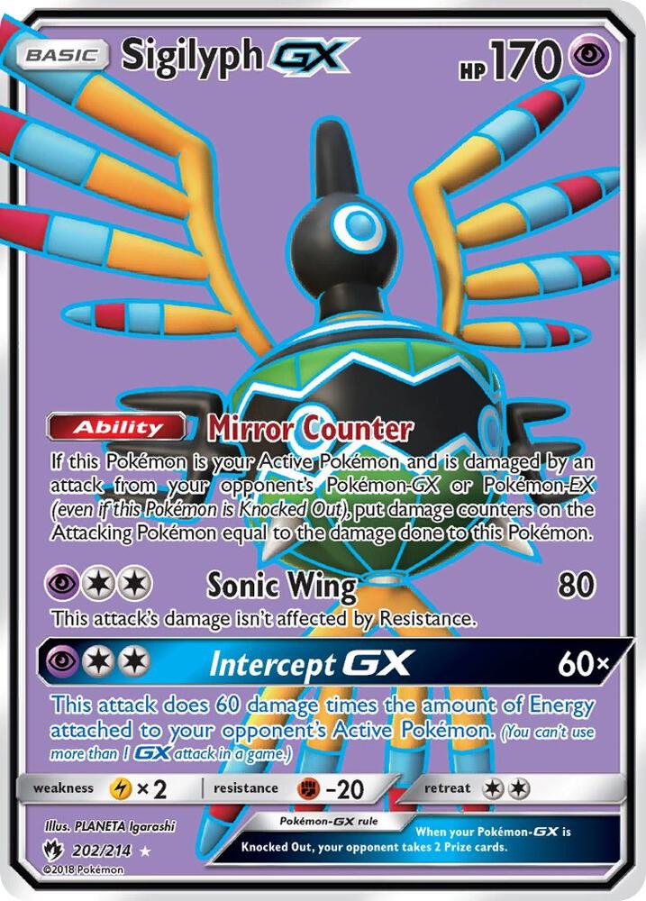 Sigilyph GX (Full Art) 202/214 card from SM - Lost Thunder