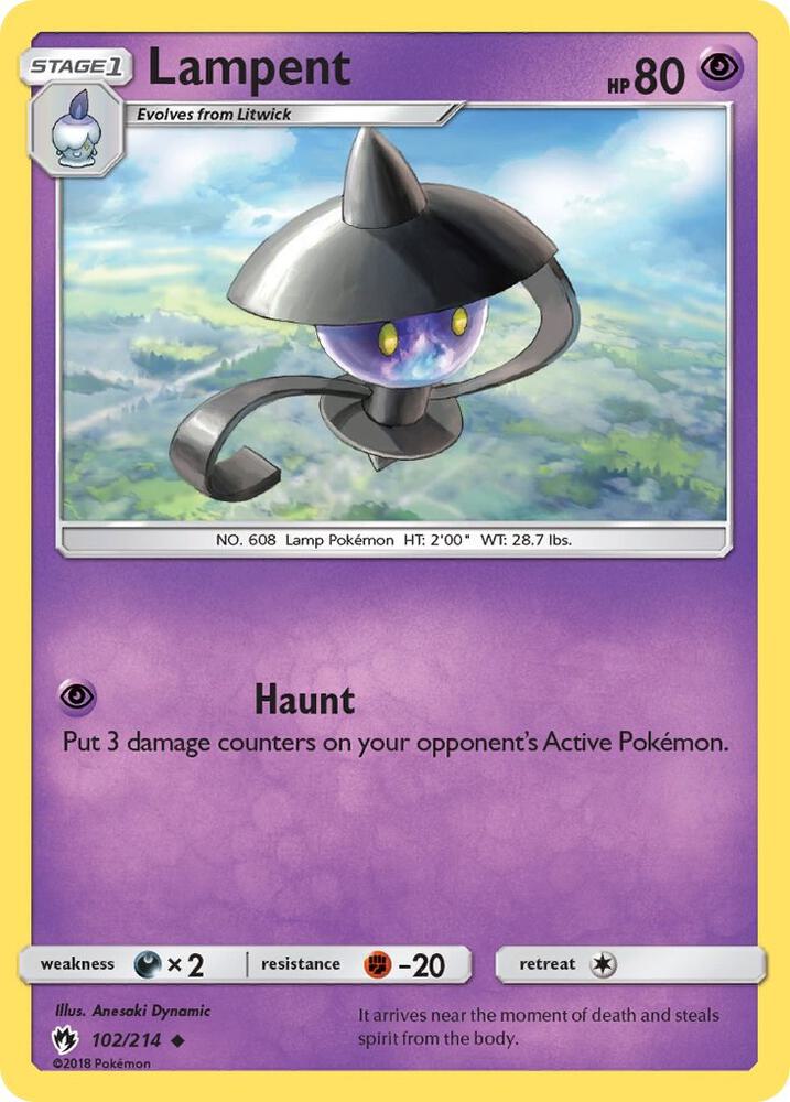 Lampent 102/214 card from SM - Lost Thunder