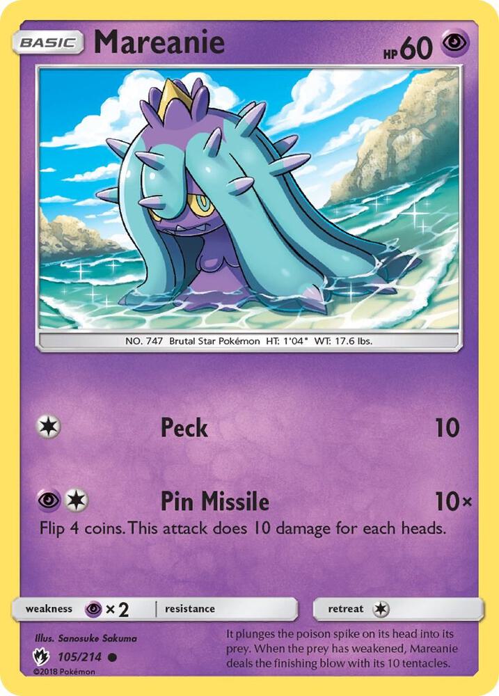 Mareanie (105) 105/214 card from SM - Lost Thunder