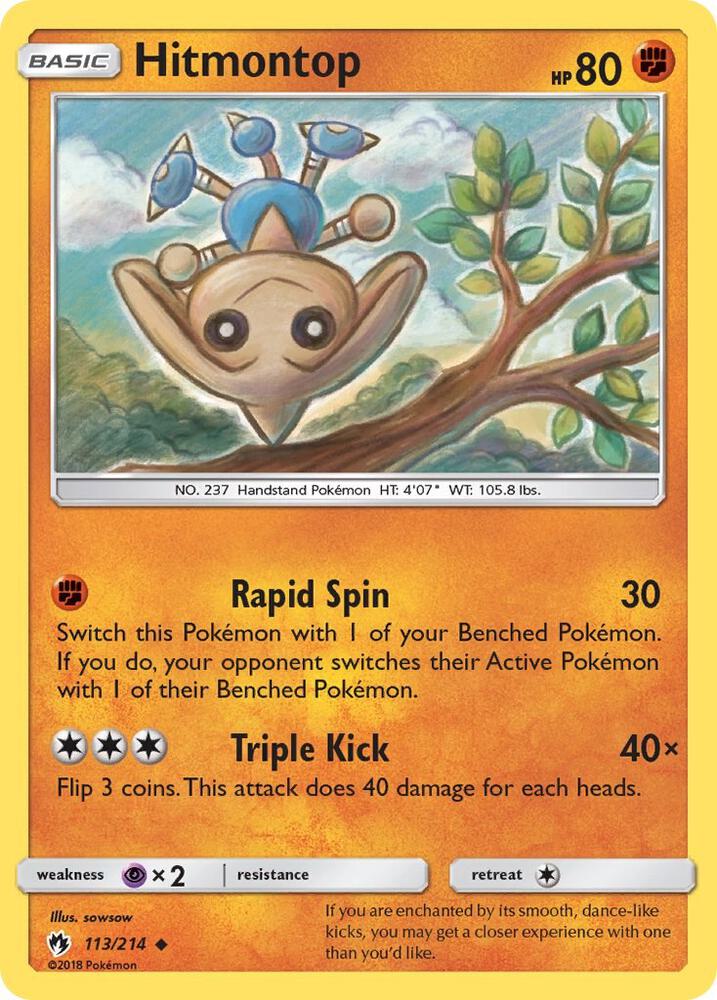 Hitmontop 113/214 card from SM - Lost Thunder