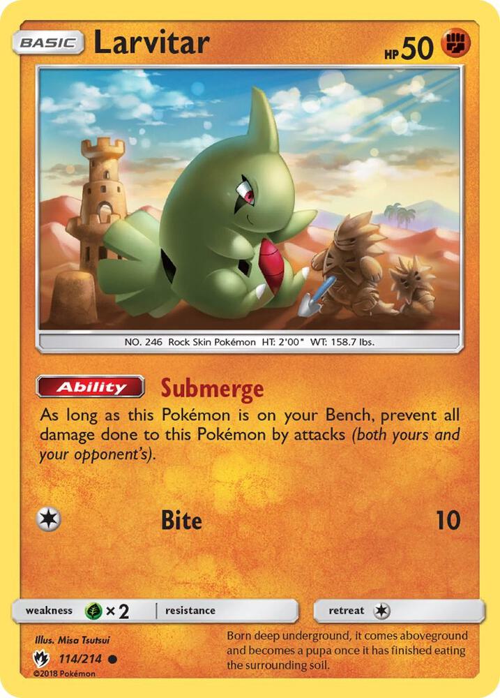 Larvitar (114) 114/214 card from SM - Lost Thunder