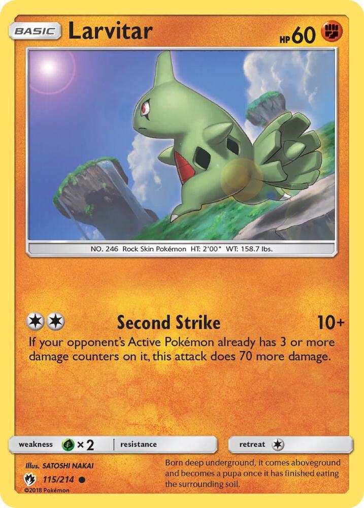 Larvitar (115) 115/214 card from SM - Lost Thunder