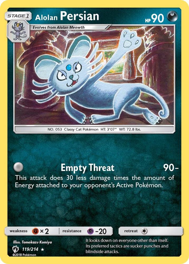Alolan Persian 119/214 card from SM - Lost Thunder