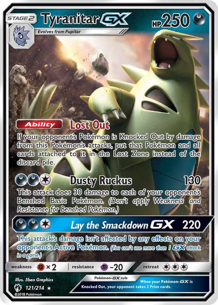 Tyranitar GX 121/214 card from SM - Lost Thunder