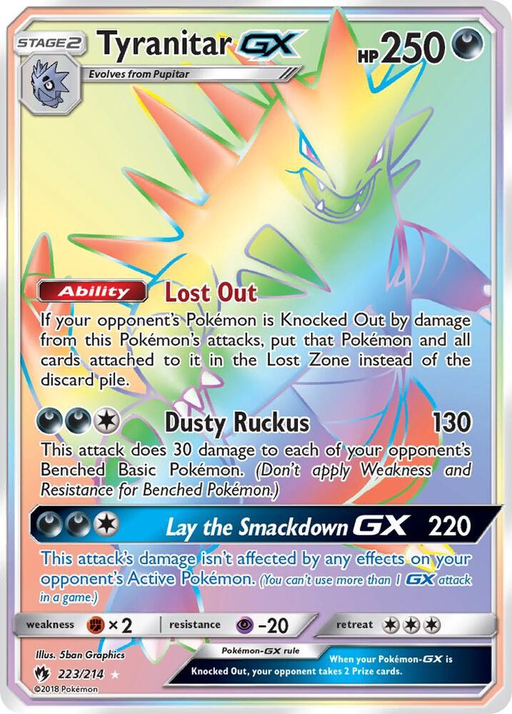 Tyranitar GX (Secret) 223/214 card from SM - Lost Thunder