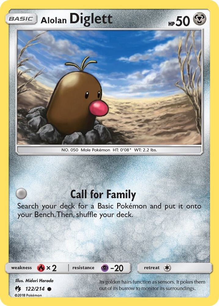 Alolan Diglett 122/214 card from SM - Lost Thunder
